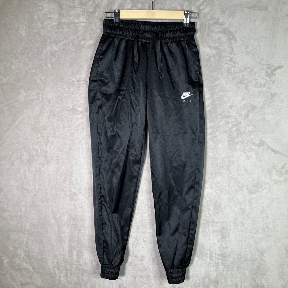 Nike Air Women's Satin Track Pants size XS Black Court Athletic Hip Hop Blokette